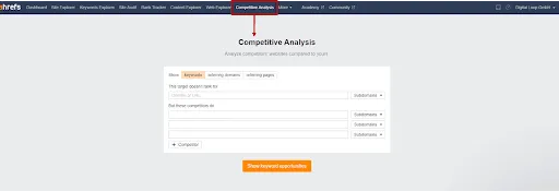 Ahrefs compatitive analysis