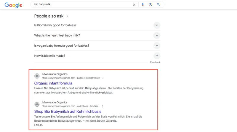 google search screenshot